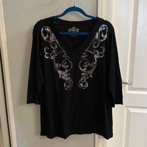 NWT! Seven7 Luxe 3/4 Sleeve with Sequin Sparkles!